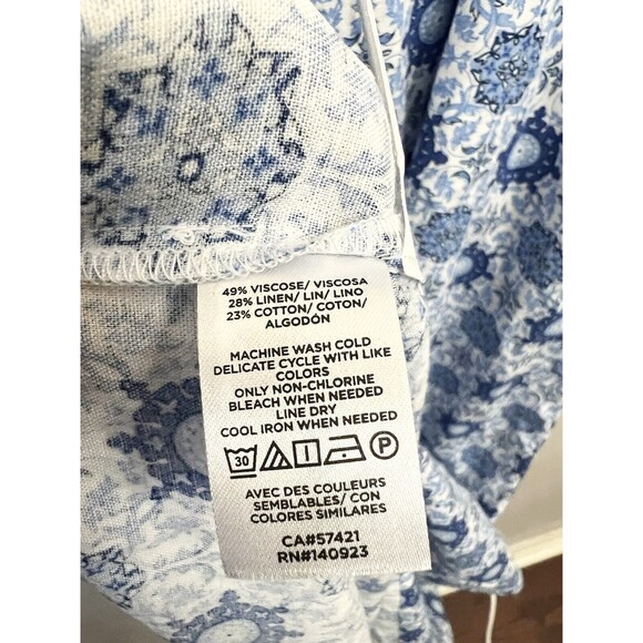 Loft Tiled Strappy Flounce Maxi Dress Linen Boho Blue Women's Medium Tiered - Picture 8 of 8